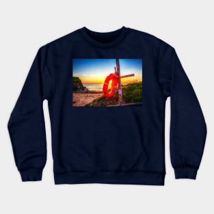 Red Life Buoy Ring At Sunset Crewneck Sweatshirt